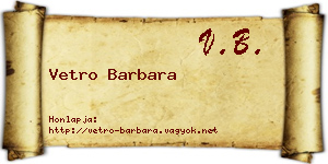 Vetro Barbara névjegykártya